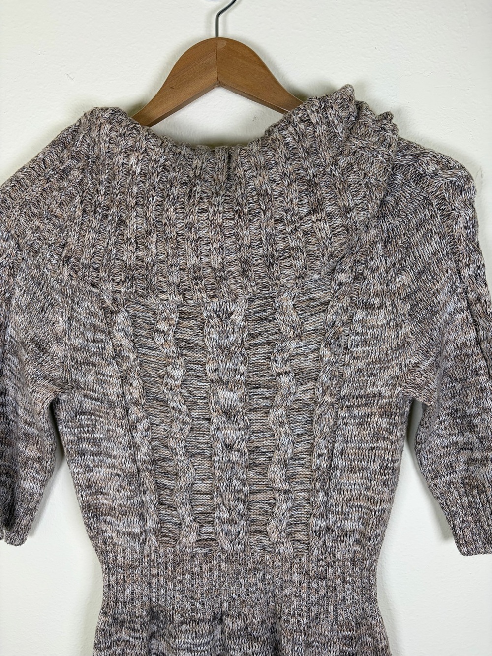 Denver Hayes Soft Cable Knit Sweater Dress Cowl Neck Brown Marled Size Small - Picture 8 of 13